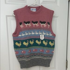 Pink and Multicolor Women's Sweater Vest